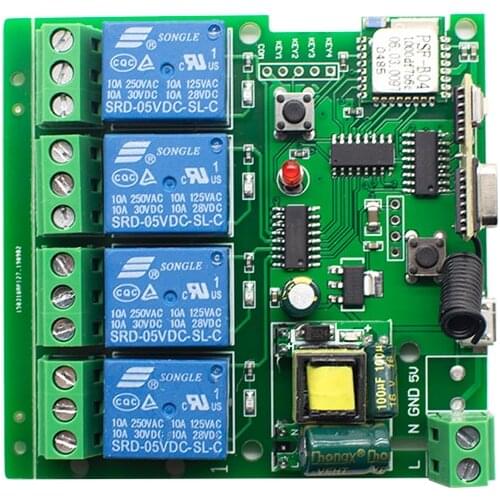 EWeLink Smart Home Wireless Wifi Switch Module 4CH DC 5V 32V 250V RF 433MHz Receiver 10A Relay Google Home Alexa Compatible