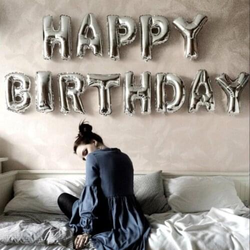 13Pcs/Set 16 Inch Inflatable Alphabet Letters Gold Balloons Happy Birthday Party Decoration Aluminum Foil Membrane Ballon