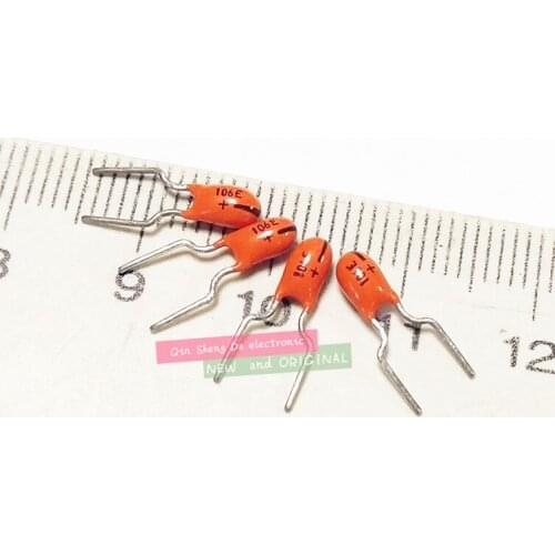 New and original Imported tantalum capacitors 16V 10UF 106K + 10% p=2.54MM
