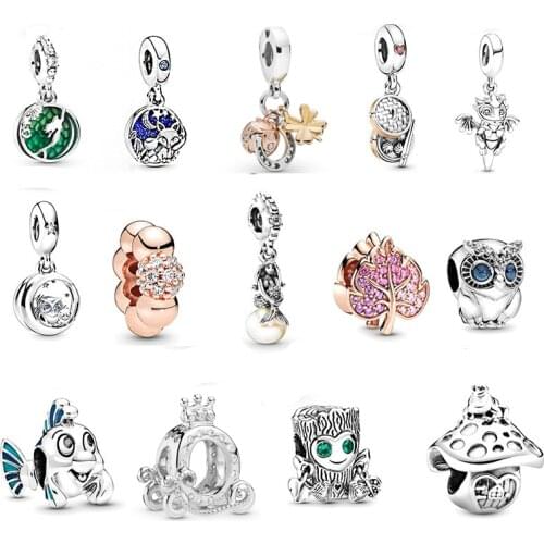New fashion charm original owl horseshoe lotus beads pendant and Pandora lady bracelet jewelry accessories DIY