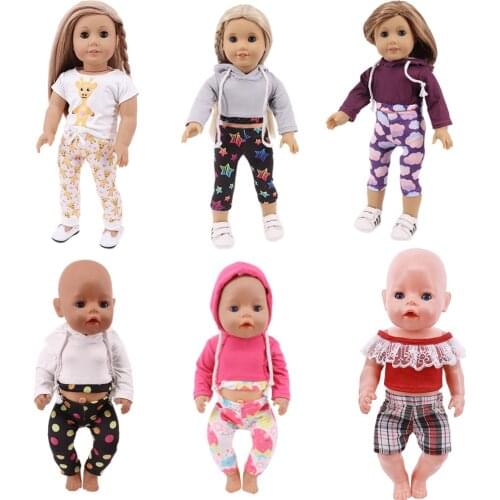 Doll clothes Fashion sportswear, T-shirt suits, dresses for 43-45cm Toy new born doll and American doll Girls gift