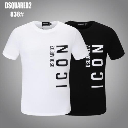 Authentic Dsquared2-Fashion letter printing short-sleeved T-shirt male slim casual half-sleeved T-shirt handsome male 838