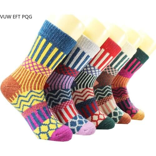 Autumn and winter thickening vertical strips warm socks ladies rabbit hair socks national wind thick needle socks