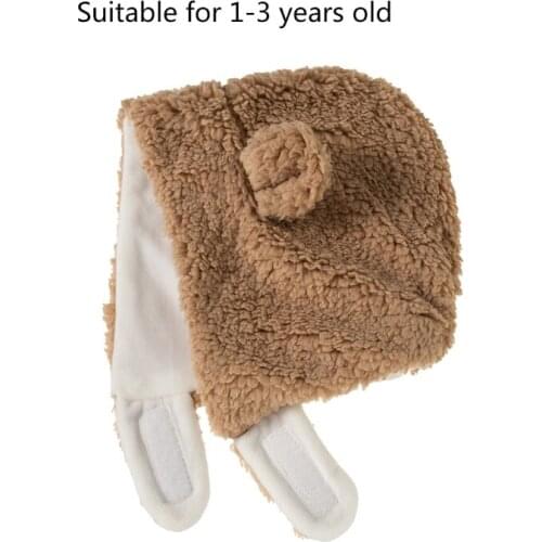 Autumn Winter Baby Warm Plush Beanie Windproof Ear Protection Warm Hat Cute Rabbit Bear Ears Hat for Newborn Infants Girls