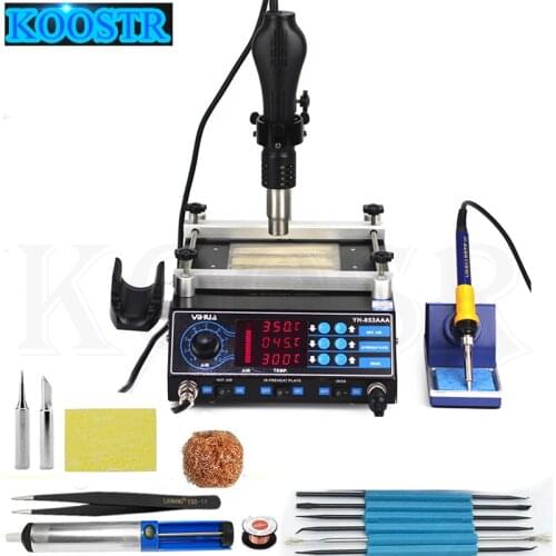 YIHUA 853AAA Bga Rework Station SMD Hot Air Gun Soldering Irons Preheating Station Functions 3 in 1 BGA rework soldering station