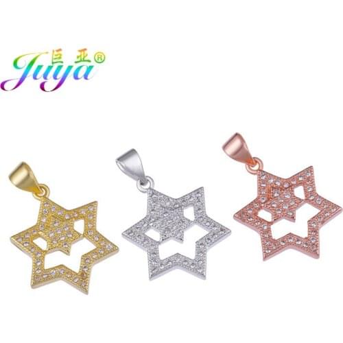 Juya DIY Pendant Charms Hand made Star Of David Floating Charms For Women Men Fashion Religious Jewelry Bracelet Necklace Making