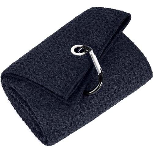 B36F Golf Towel 12"×20" Tri-fold Microfiber Waffle with Carabiner Clip for Golf Sports Running Yoga