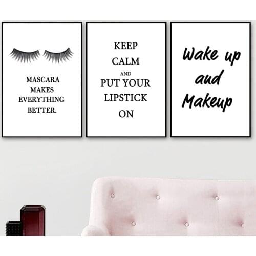 Beauty Shop Poster Eyebrow Eyelash Art Print Black And White Wall Canvas Painting Fashion Wall Picture Girls Makeup Room Decor