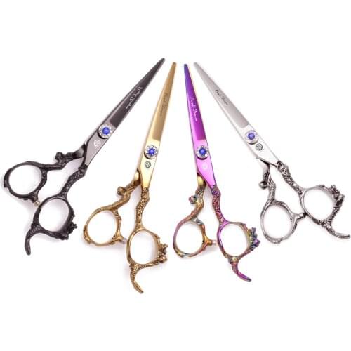 Professional Hairdressing Scissors 5.5" 6" Japan 440C Purple Dragon 62HRC Hair Cutting Shears Barber Shop Thinning Shears 9003