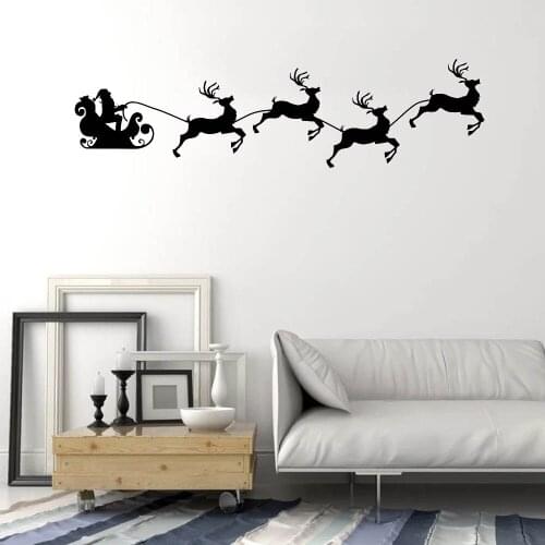 Santa and Reindeer Christmas Wall Sticker Decal Home Decor Shop Art Design Vinyl ov250