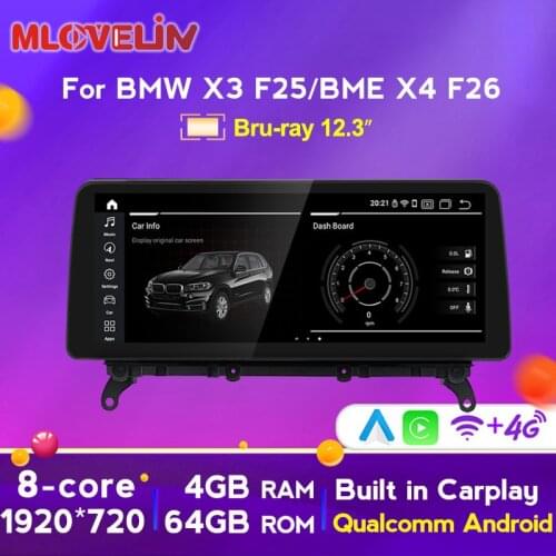 Qualcomm system 8 Core 4G RAM 64G ROM Android 10.0 wireless Carplay For BMW X3 F25 for BMW X4 F26 Auto Car Multimedia Player