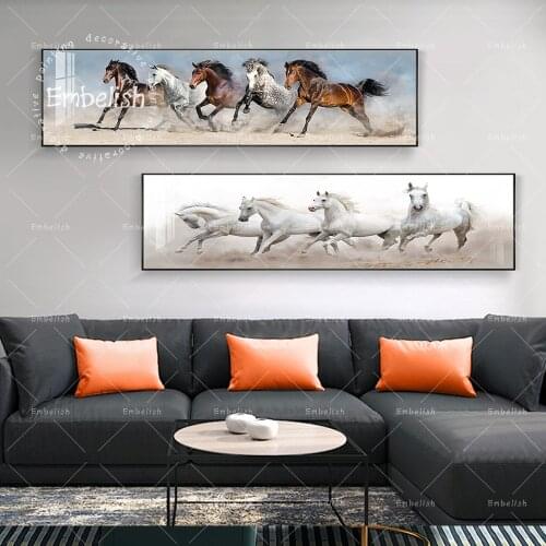 Wild Animal Running Horses Modern Artworks For Living Room Wall Art Posters HD Spray On Canvas Painting Home Decor Artworks