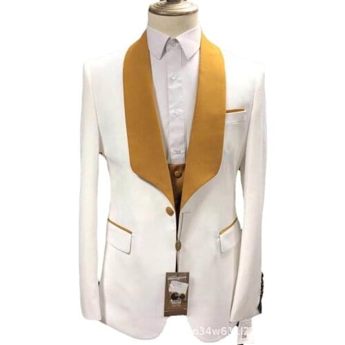 Tailor made High quality material Lapel collar Wedding Suit for men slim fit business formal suits Grooms best man Party Blazer