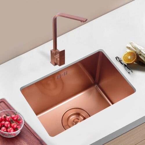 Nano 304 Stainless Steel Kitchen Sink Single Slot Rose Gold Under The Table Large Kitchen Washbasin Sinks Thickened Bar 60X40