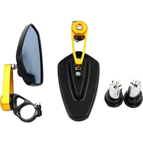 Universal Motorcycle Handlebar End Mirrors, CNC Aluminum Anti- Motorbike Side Rearview Mirrors , Yellow