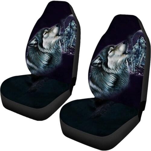 Universal Fit Bucket Seat Cover Wolf Dreamcatcher with Galaxy Background Front Car Seat Covers for Sedan SUV Van Truck For VW