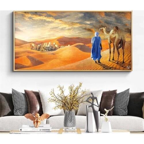 Oriental Tuareg Painting in the Desert Landscape Decoration - Posters and Canvas Prints Wall Art Painting for Living Room Decor
