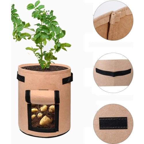 Potato Grow Bags with Handles Planting Pouch Breathable Cloth Container Fabric Pots Greenhouse Gardening Tools for Fruit Plant