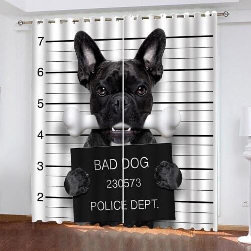 Custom Window Photo Curtain dog Curtains For Children Room Black and white Blackout Cortinas Drapes