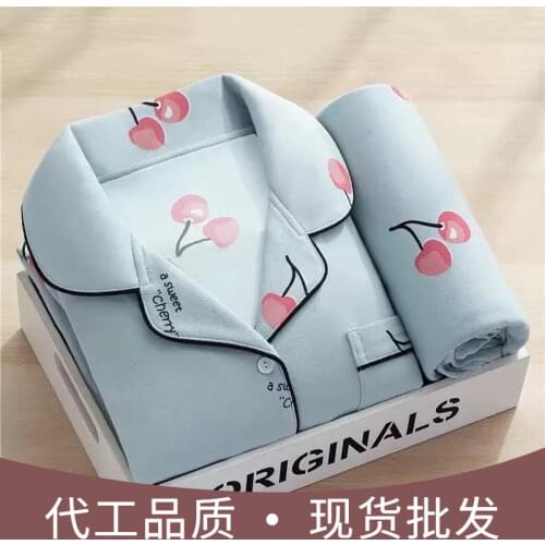 Womens Pajamas New Autumn Spring Long Sleeve Sleepwear Set Striped cartoon pyjama Woman Home Nightwear Set Cardigan Plus Size