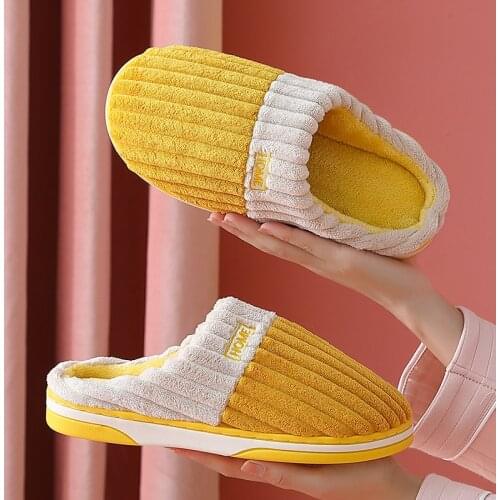 Winter Women Home Slippers Alphabet Printing Shoes Non-Slip Soft Winter Warm Cotton House Slippers Indoor Couples Shoes