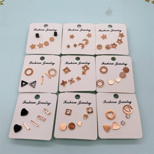 Ms Betti 316L Mini Stud Earrings Set Rose Gold Color For Women And Girls Mixed Color 2021 New Trendy Jewelry Gift 3prs/set
