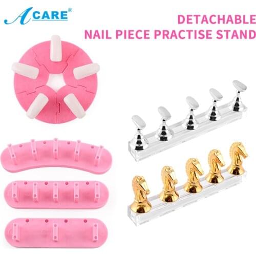 1Set False Nail Tips Practice Trainning Display Stand Holder Base Alloy Crystal Nail Art Polish Display Manicure Tools