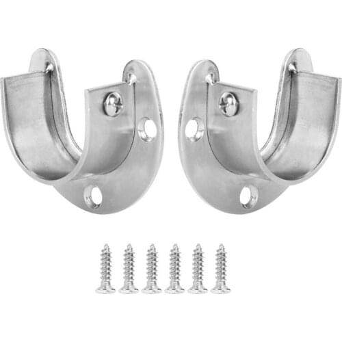 2Pcs Curtain Rod Bracket Frame Stainless Steel Curtain Rod Mounting Bracket Curtain Rod with Screws