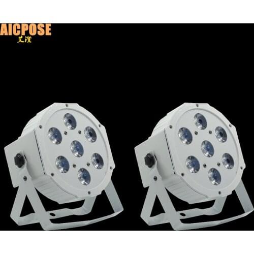 2pcs/lots 7*12w Ultra Bright Slim Flat White Led Par Light 7x12W Smooth RGBW Color Mixing DMX 4/8 Channels Stage Wash