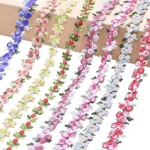 2 Yards / Lot Floral Lace Fabirc Ribbon Embroidered Flower Lace Trim DIY Sewing Handmade Decorative Ribbon Polyester Lace Trim