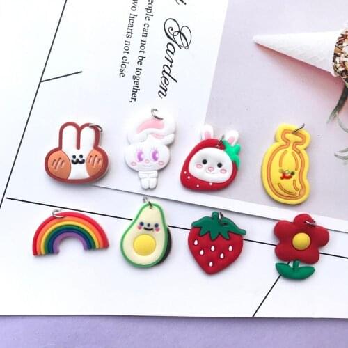 28mm New Kawaii cartoon silicone accessories charms very cute keychain pendant necklace pendant for DIY stationery decoration
