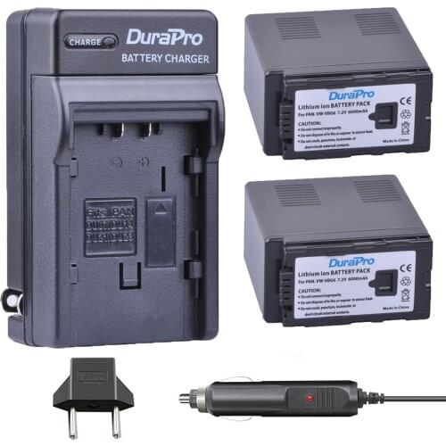 2x 6000Ah VW-VBG6 VWVBG6 Camera Battery + Car / Wall Charger for PANASONIC AG-HMC71 HMC73 HMC150 HPX250 AC160MC AG-HMC155GK