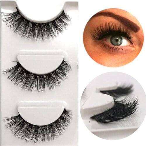 3 pairs mink eyelashes natural long eyelashes 10mm handmade false lashes false eyelashes 3d mink lashes cilios
