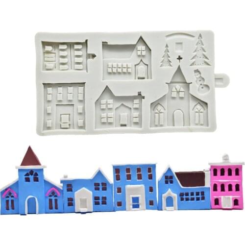 3D Christmas House Silicone Candy Mold Gingerbread House Cake Decorating Tool Chocolate Diy Kitchen Baking Mold