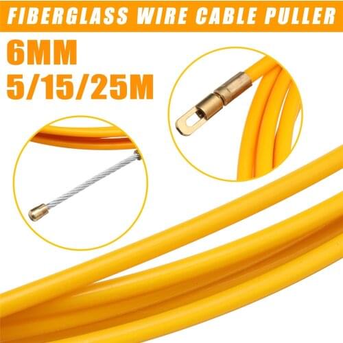 5/15/25m 6mm Guide Device Fiberglass Electric Cable Push Pullers Duct Rodder Fish Tape Wire Wiring Accessories