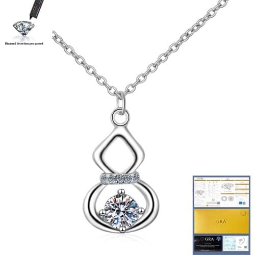 925 Sterling Silver 0.5ct 6mm Moissanite VVS Pendant Statement Elegant Diamond Wedding Necklace For Women Anniversary