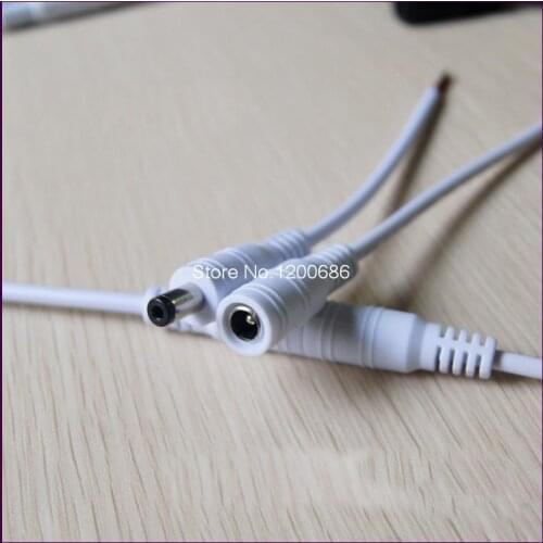 Male And Female White DC Power Adapter CCTV DVR Camera Lead Plug Pigtail Cable