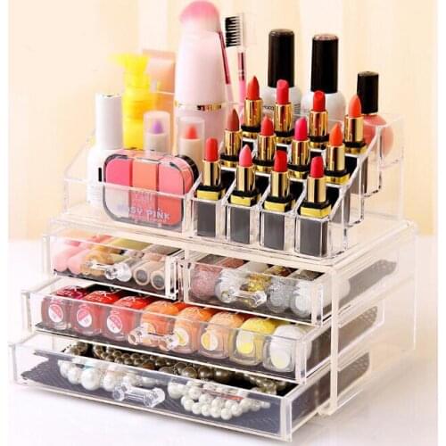 1pc Acrylic 3 Layer 4 Drawer Makeup Organizer Storage Box For Cosmetic Jewelry Display Rangement Maquill Color Clear