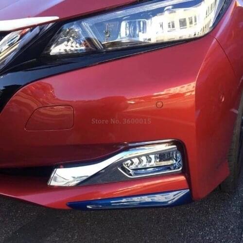 For Nissan Leaf 2017 2018 2019 Car Styling Parts Front Fog Lamps Covers Chrome Molding Trim Exterior Decoration Accessories