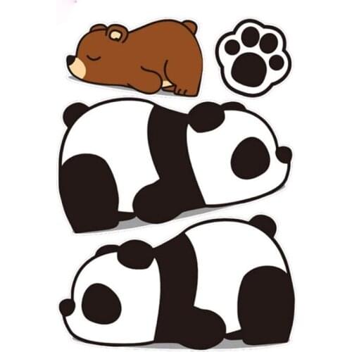 Cate Panda Bear Cartoon Shaped Waterproof Car Sticker Decal for Windshield Bumper Motorcycle Helmet Decal High Quality KK Vinyl
