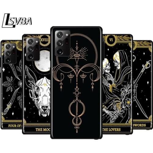 Death Tarot for Samsung Galaxy Note 20 Ultra 10 9 8 Pro S10E S10 5G S9 S8 S7 Plus Black Silicone Phone Case