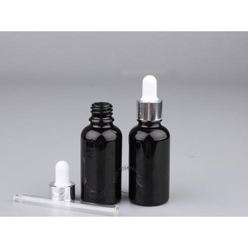 DIY Essential 20pcs x A++ 30ml/30cc Essential Oil Bottle 1oz Empty Glass Dropper Containers Silver Refillable Cosmetic Packaging