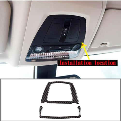 For BMW 5 Series F10 F18 520 525 2011-2017 Real Carbon Fiber Car Front Row Reading Lamp Frame Stickers Trim Car Accessories2pcs