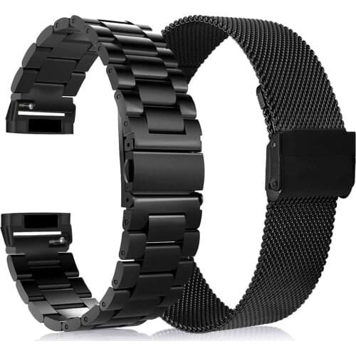 For Fitbit Versa 3/Fitbit Sense Bands Sets Stainless Steel Metal Band + Mesh Loop Bracelet Wristband for Fitbit Versa 3/Sense