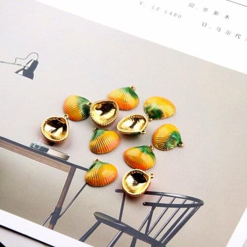 Enamel Alloy Shell Pendant Eardrop Charms Diy Handmade Material Jewelry for Earring Necklace Bracelet 4pcs