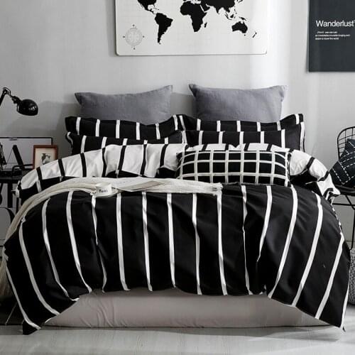 Black and White Color Stripe Bed Cover Sets Twin/Full/Queen/King/Super King size Quilt Cover Bed Sheet Pillowcase Bedding Set