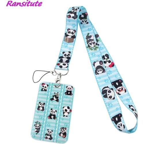 Ransitute R1680 Cute Panda Bank Credit Card Holder Wallet Bus ID Name Work Card Holder For Student Card Cover Business Card