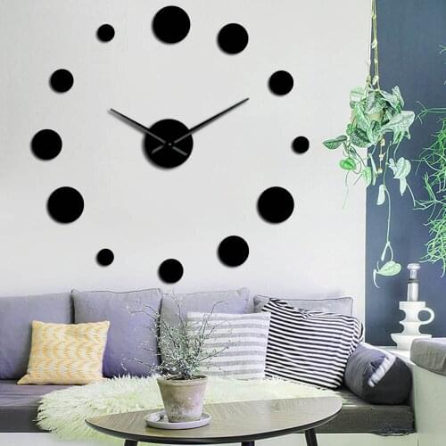 Round DIY Big Acylic Wall Clock Modern Design Simple Wall Watch Giant 3D Mirror Frameless Wall Clock Sticker Home Decor