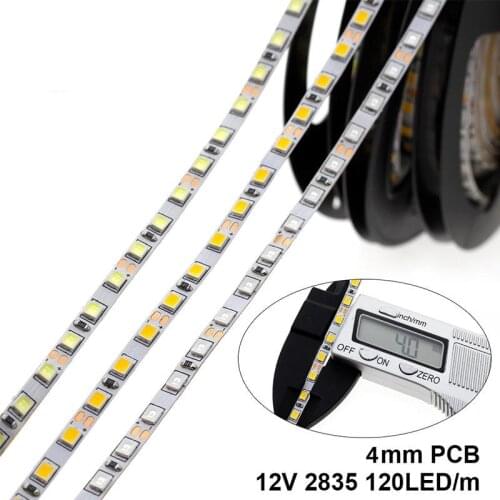4mm Narrow Width DC12V LED Strip 2835 120led/m Flexible Strip Light White,Warm White,Blue,Green,Red No Waterproof Strip