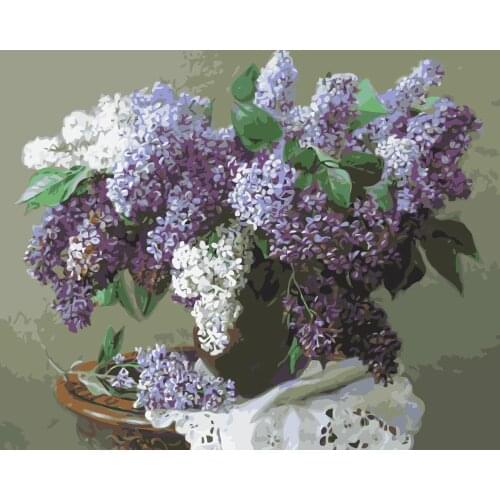 MaHuaf-i524 A bouquet of lilacs DIY oil painting by numbers on canvas paint by number kits wall decor painting for living room